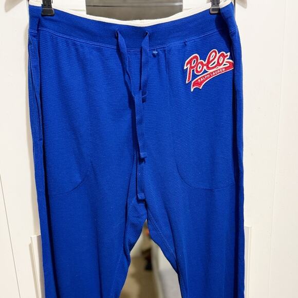 Polo Ralph Lauren Waffle Knit Script Logo Pajama Joggers Blue Men’s XL - Picture 4 of 13
